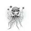 scarecrow with jellyfish with crab claw tattoo design idea