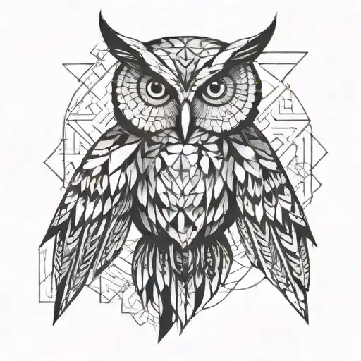 owl chest wings spread wide tattoo design idea