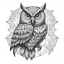 owl chest wings spread wide tattoo design idea