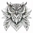 owl chest wings spread wide tattoo design idea