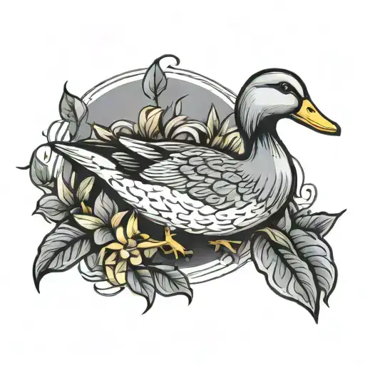 grey duck  tattoo design idea