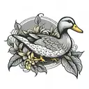 grey duck  tattoo design idea
