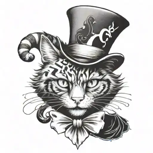 mad hatter and Cheshire Cat tattoo design idea