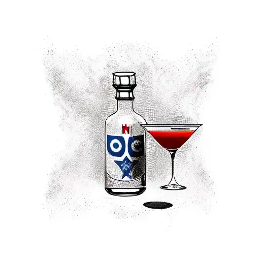 molotov cocktail with american flag as cloth tattoo design idea