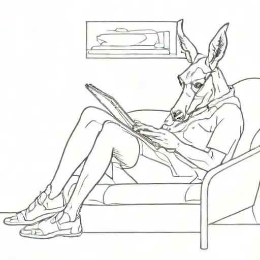 mule on sofa reading   tattoo design idea