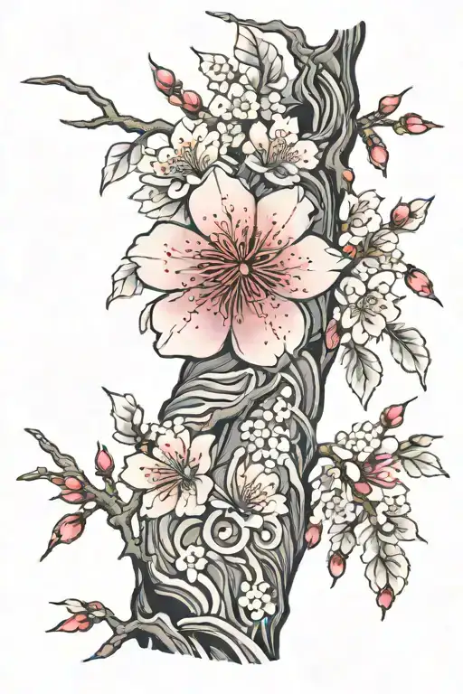 Cherry blossom tree wrapped around forearm tattoo tattoo design idea
