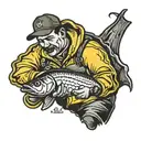 fisherman with yellow jacket  tattoo design idea