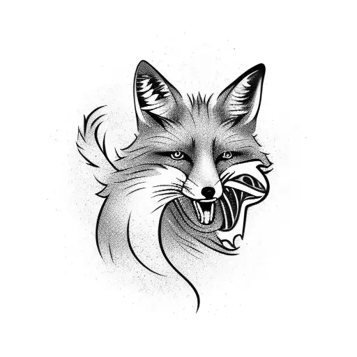 Fox biting its tail tattoo design idea