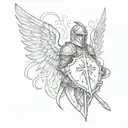 knight with shield with cross and wings  tattoo design idea