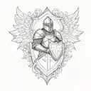knight with shield with cross and wings  tattoo design idea