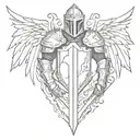 knight with shield with cross and wings  tattoo design idea