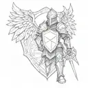 knight with shield with cross and wings  tattoo design idea