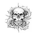 skull with snake an roses tattoo design idea