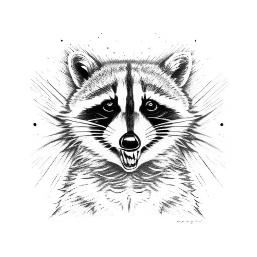 A raccoon holding drumsticks tattoo design idea