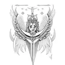 A Valkyrie warrior with intricate Nordic patterns and a feminine touch tattoo design idea
