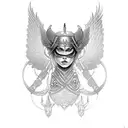 A Valkyrie warrior with intricate Nordic patterns and a feminine touch tattoo design idea