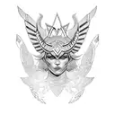 A Valkyrie warrior with intricate Nordic patterns and a feminine touch tattoo design idea