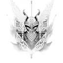 A Valkyrie warrior with intricate Nordic patterns and a feminine touch tattoo design idea