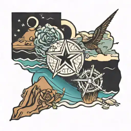 Houston and texas beach  tattoo design idea