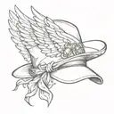 hat with J on it with wings coming out of the sides tattoo design idea