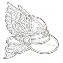hat with J on it with wings coming out of the sides tattoo design idea