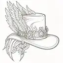 hat with J on it with wings coming out of the sides tattoo design idea