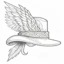 hat with J on it with wings coming out of the sides tattoo design idea