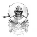 Spartan guy with helmet with a spear and a shield tattoo design idea