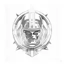 Spartan guy with helmet with a spear and a shield tattoo design idea