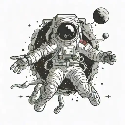 Astronaut floating in space tattoo design idea