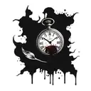 A tattoo of an old  broken pocket watch with blood and the phrase "the clock ticks life's away"  tattoo design idea