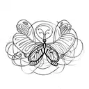 the year 1974 with simplistic thin vines and incorporate a monarch butterfly  tattoo design idea