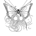 the year 1974 with simplistic thin vines and incorporate a monarch butterfly  tattoo design idea