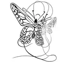 the year 1974 with simplistic thin vines and incorporate a monarch butterfly  tattoo design idea