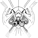 A minimalist tattoo of a gaming controller with the Destiny 2 logo incorporated into the design. tattoo design idea