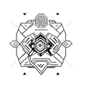 A minimalist tattoo of a gaming controller with the Destiny 2 logo incorporated into the design. tattoo design idea