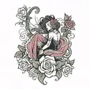 rose dancer tattoo design idea