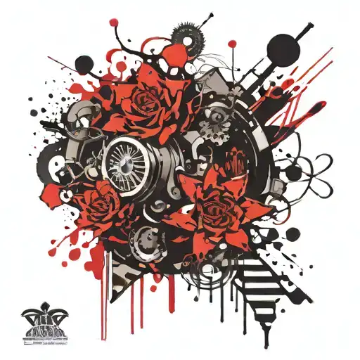 psychedelic trash polka style tattoo design combining elements tattoo design idea