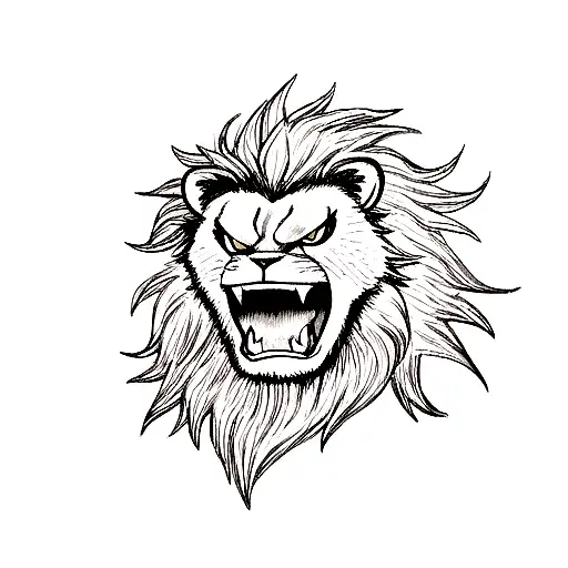 angry lion tattoo design idea