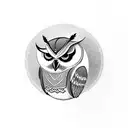 An academic owl with a blackboard in the background tattoo design idea