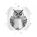 An academic owl with a blackboard in the background tattoo design idea