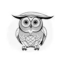 An academic owl with a blackboard in the background tattoo design idea