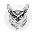 An academic owl with a blackboard in the background tattoo design idea