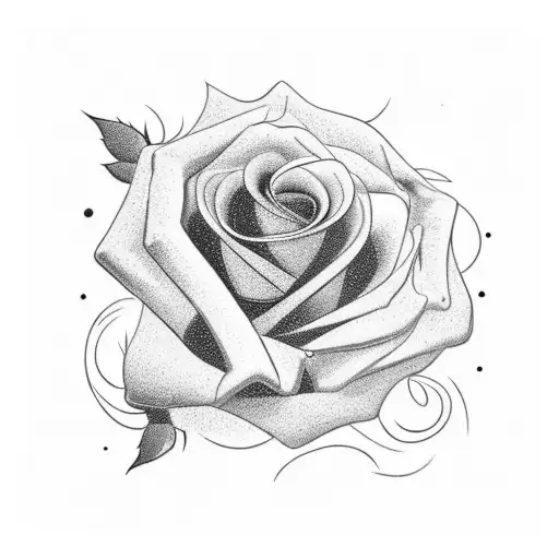 A unique design combining the Gemini symbol and a red rose in a blackwork style tattoo design idea