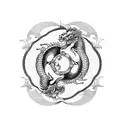 Dragon and lion in a yin yang symbol tattoo design idea