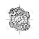 Dragon and lion in a yin yang symbol tattoo design idea