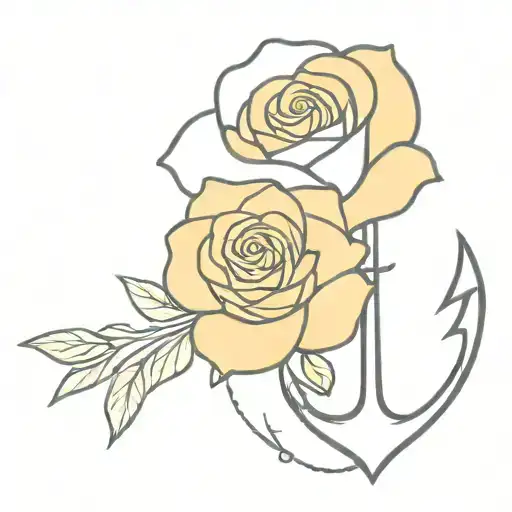 anchor and yellow rose intertwined tattoo design idea