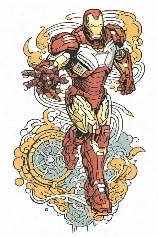 ironman marvel comics flying  tattoo design idea