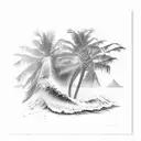 A majestic wave crashing against a palm tree-lined beach tattoo design idea