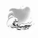 A majestic wave crashing against a palm tree-lined beach tattoo design idea